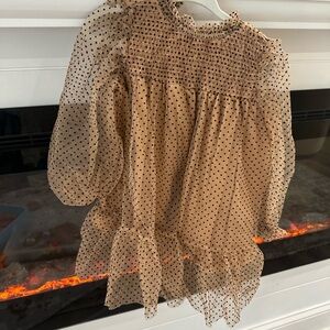 Zara Polka Dot Sheer Dress - Tan and Black